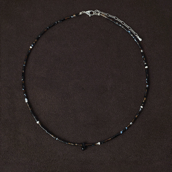 OLIO E ACETO Black Flower Agate Dewdrop Pendant Necklace OLIO-OA13N34-HZ Brown/Silver